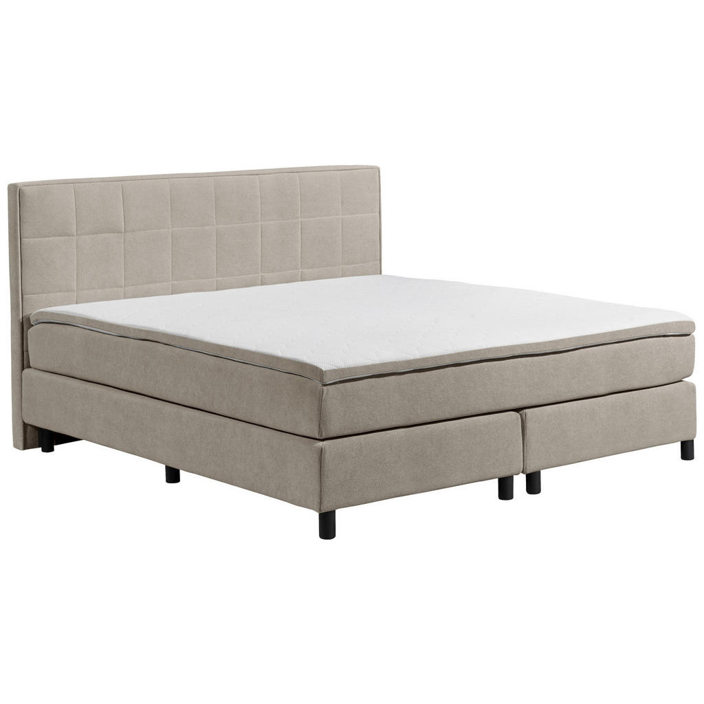 Thumbnail - Mid.you Boxbett Pastida 2 BB 180, Sand, Textil, H2, Höhe ca. 19 cm, 180x200 cm, gepolstertes Kopfteil, Topper geteilt, M...