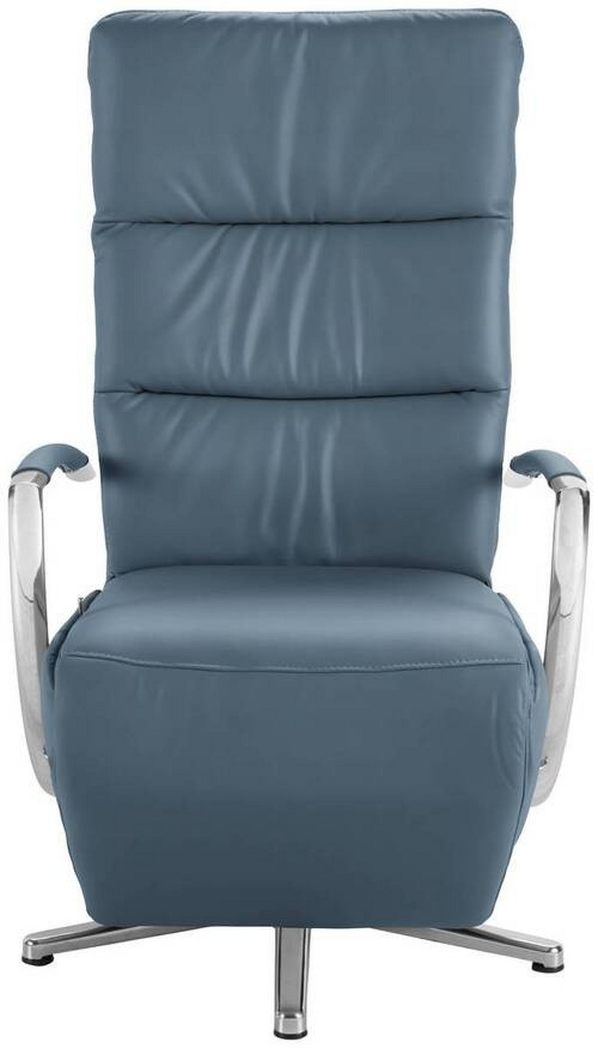 RELAXSESSEL in Leder Blaugrau  - Chromfarben/Blaugrau, Design, Leder/Metall (64/112/80cm) - Cantus