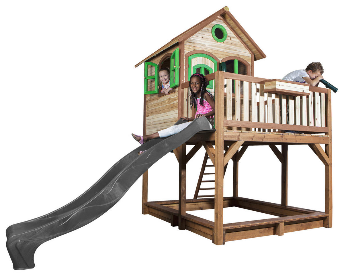 SPIELTURM 377/291/255 cm  - Braun/Grau, KONVENTIONELL, Holz (377/291/255cm) - Ambia Garden