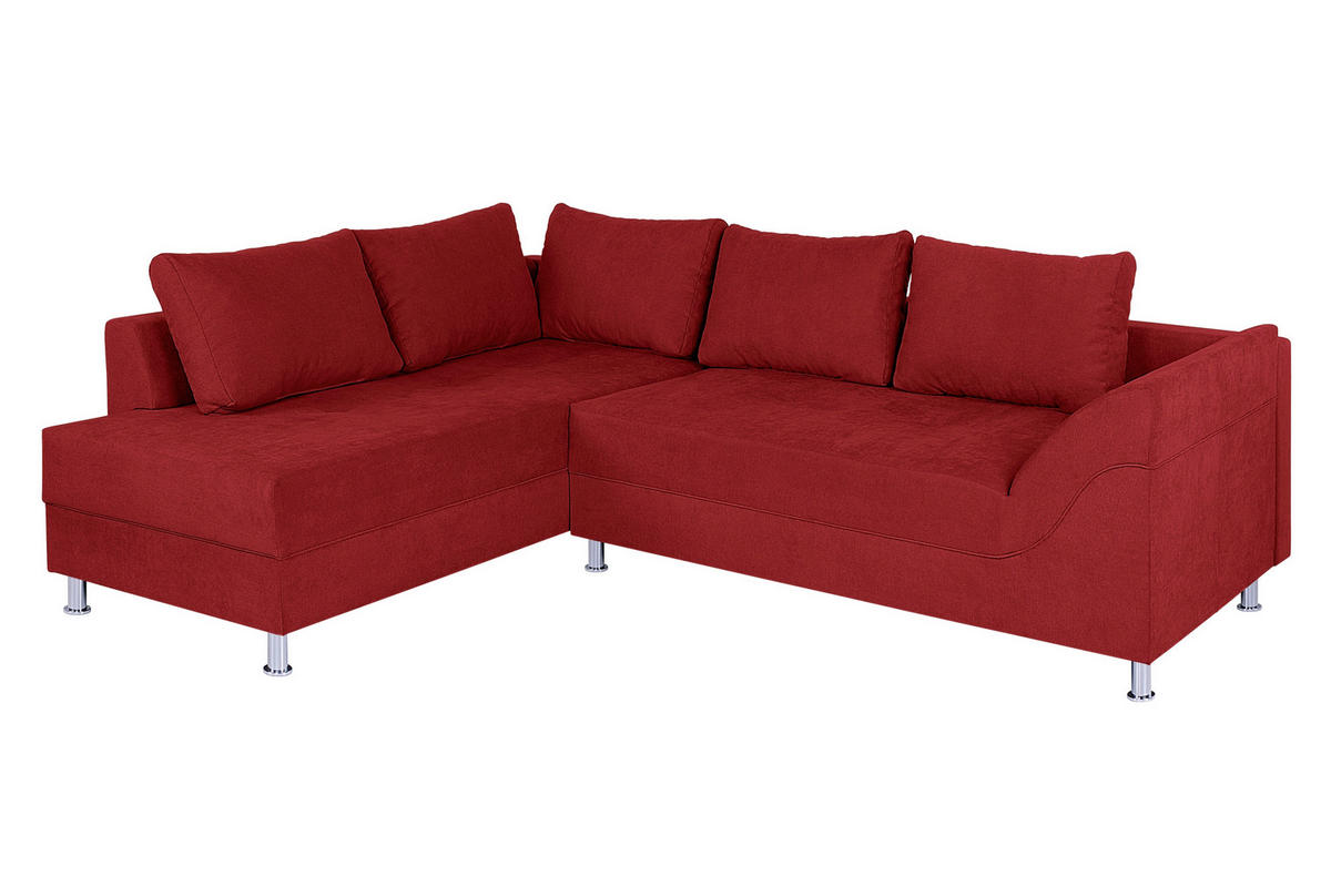 ECKSOFA Beere Webstoff  - Chromfarben/Beere, Design, Kunststoff/Textil (200/267cm) - P & B