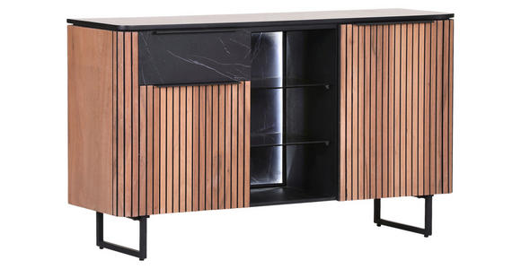 SIDEBOARD  in 135/80/42 cm  - Schwarz/Naturfarben, LIFESTYLE, Glas/Holzwerkstoff (135/80/42cm) - Landscape