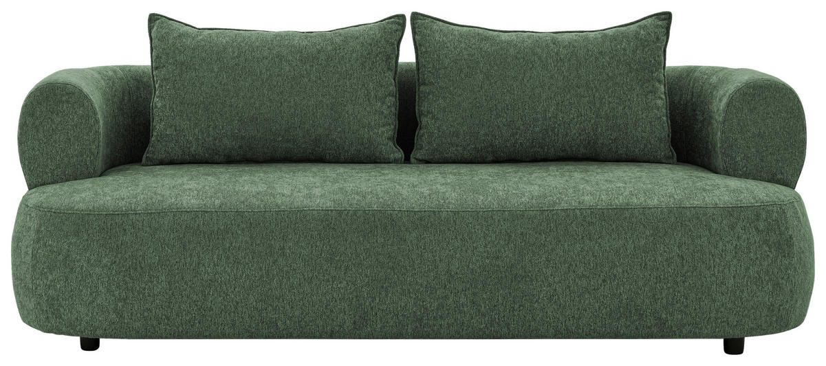 3-SITZER-SOFA Chenille Grün  - Schwarz/Grün, Design, Kunststoff/Textil (200/76/96cm) - Livetastic