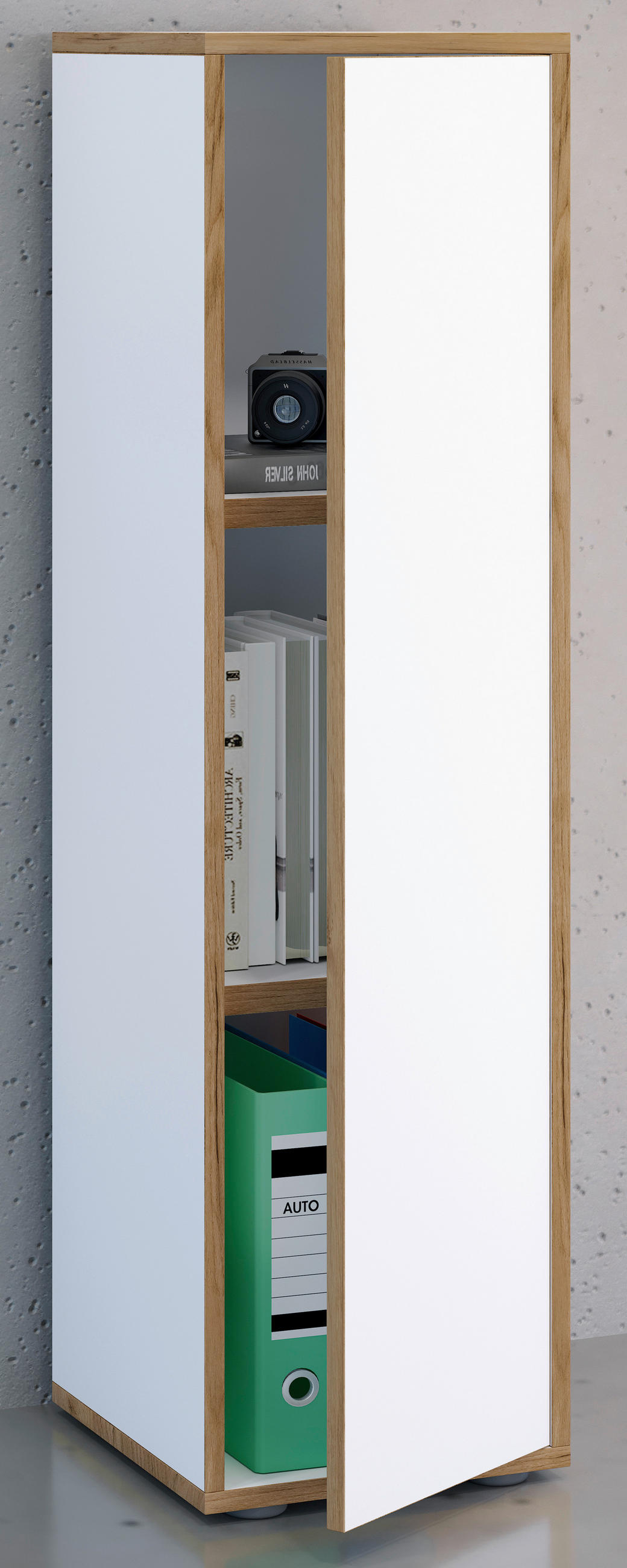 AKTENSCHRANK Weiß, Honigeiche  - Honigeiche/Weiß, Design, Holzwerkstoff (30/110/33cm) - MID.YOU