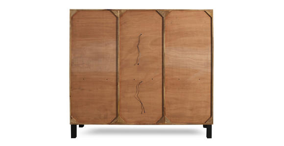 HIGHBOARD  148/135/42 cm 3 Schublade(n)  - Graubraun/Schwarz, LIFESTYLE, Glas/Holz (148/135/42cm) - Landscape