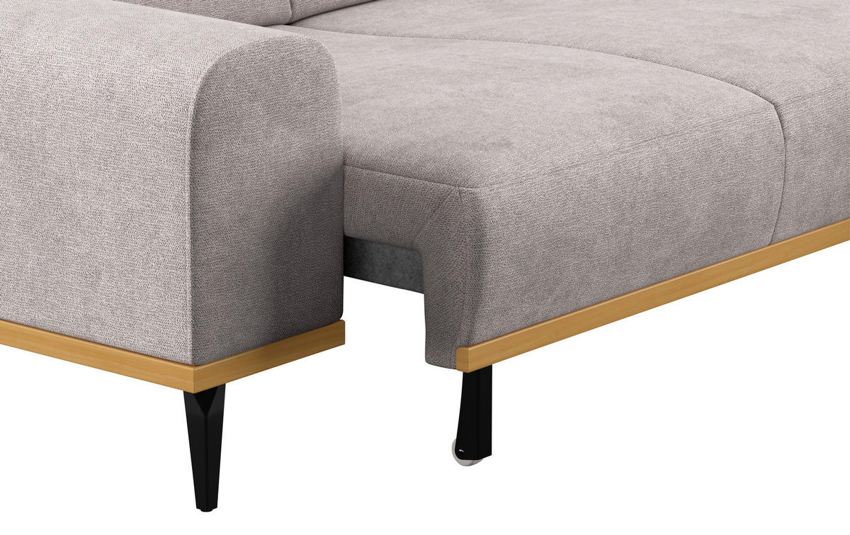 ECKSOFA Grau Mikrofaser  - Schwarz/Grau, KONVENTIONELL, Textil/Metall (244/157cm) - Cotta