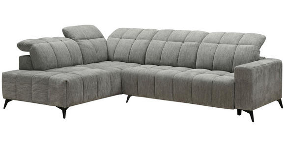 ECKSOFA Dunkelgrau Chenille  - Dunkelgrau/Schwarz, Design, Textil/Metall (214/293cm) - Xora