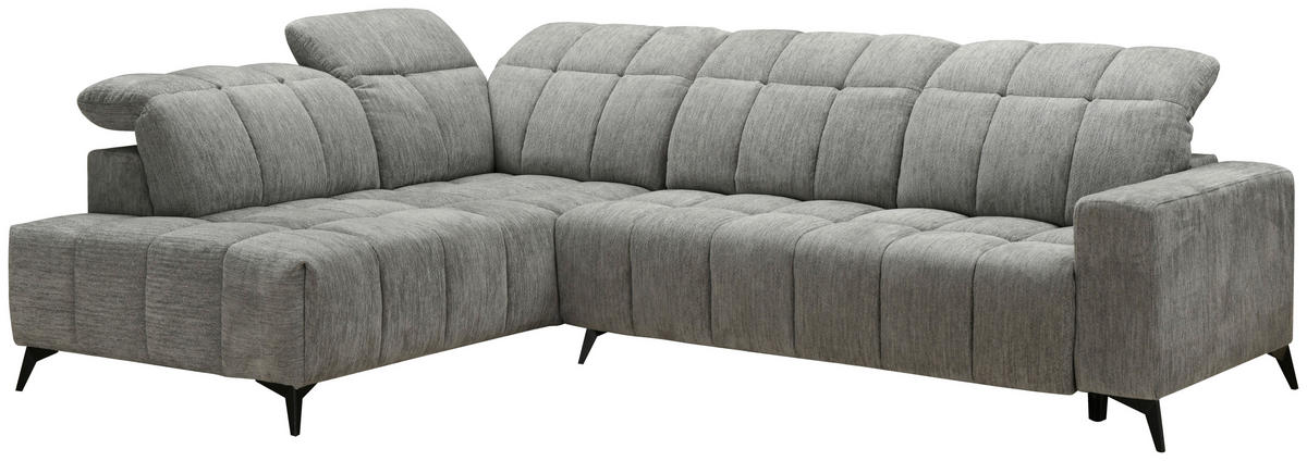 SEDEŽNA GARNITURA, šenilja temno siva  - temno siva/črna, Design, kovina/tekstil (214/293cm) - Xora
