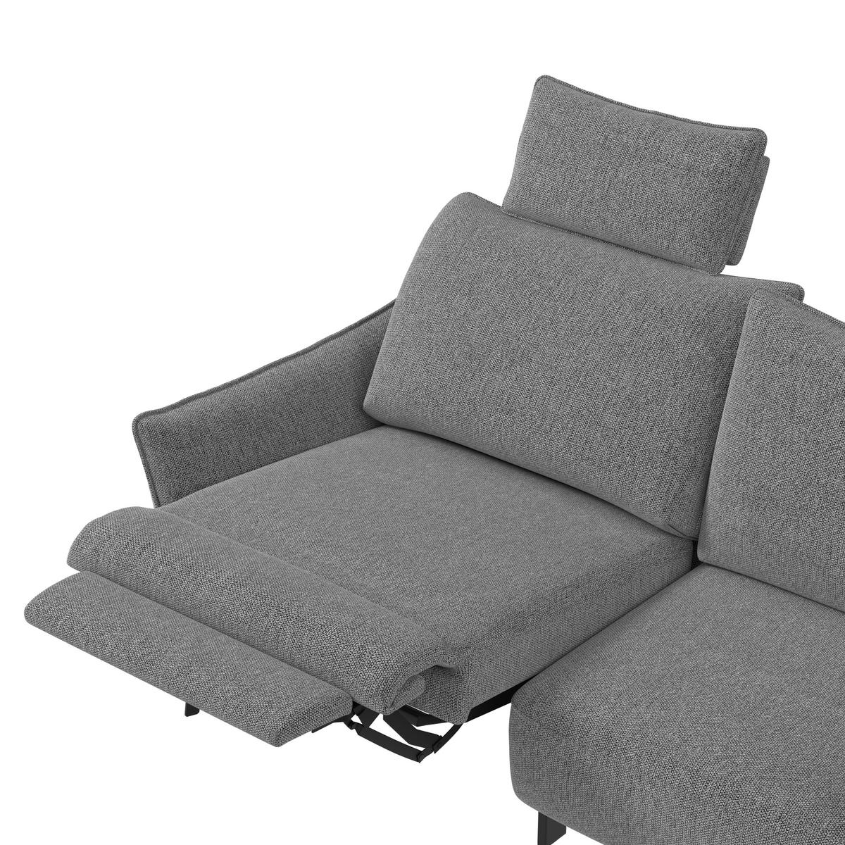 3-SITZER-SOFA  in Chenille Grau Modern  - Schwarz/Grau, KONVENTIONELL, Textil/Metall (184/90/92cm) - Elegando