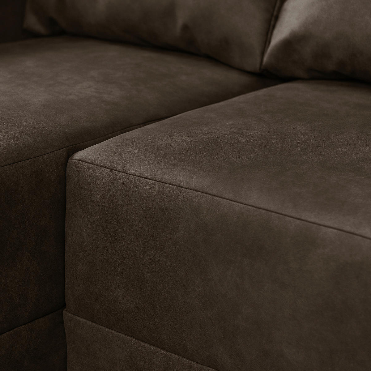 ECKSOFA in Mikrofaser Dunkelbraun  - Dunkelbraun/Braun, Design, Holz/Textil (144/200cm) - MID.YOU