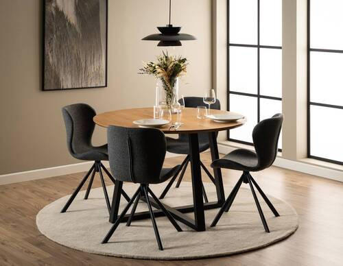 STUHL Webstoff Anthrazit  - Anthrazit/Schwarz, Design, Textil/Metall (46,5/81/53cm)