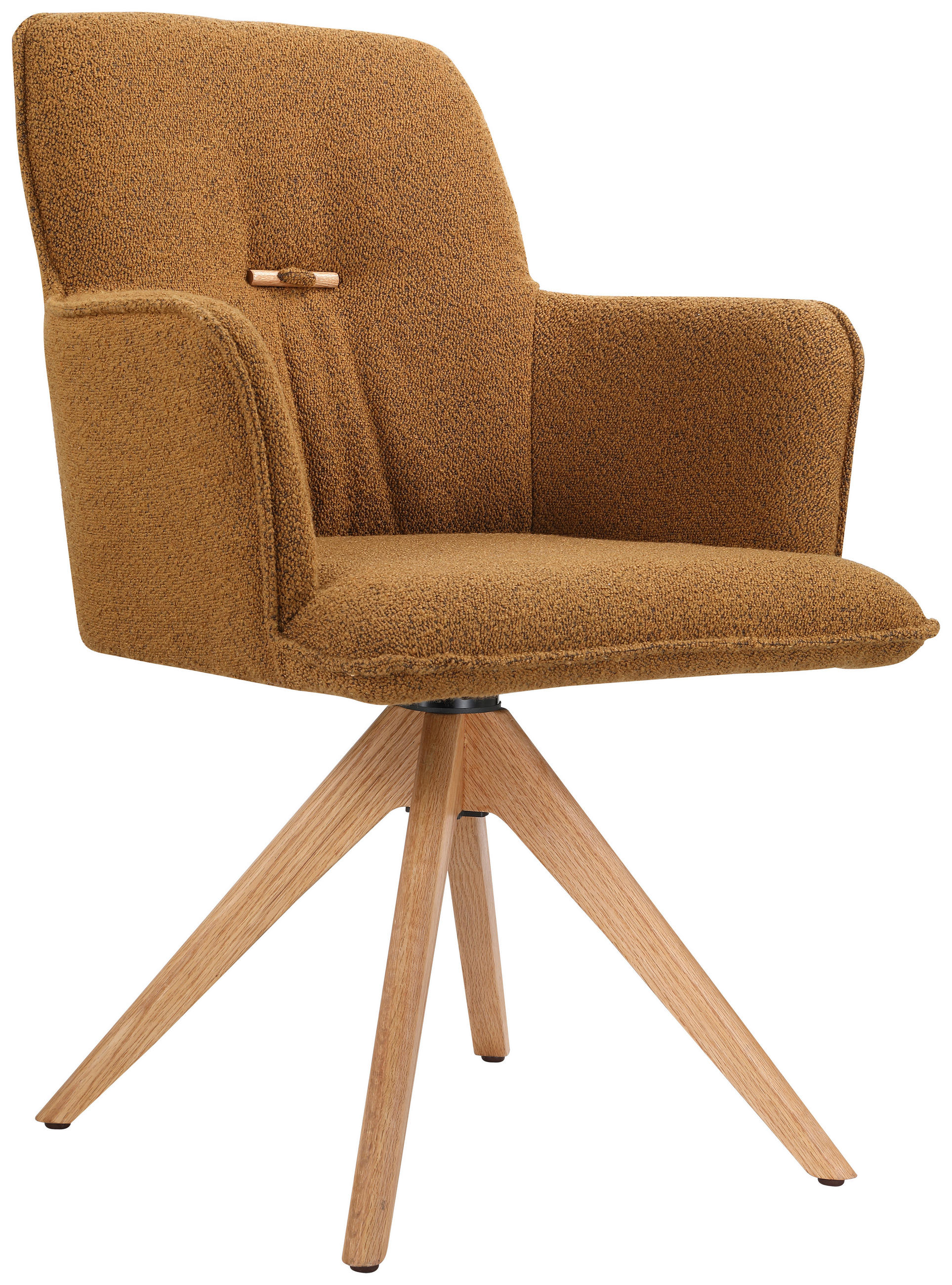 ARMLEHNSTUHL  in Bouclé  - Eichefarben/Gelb, Design, Holz/Textil (60,5/87/63,5cm) - Novel