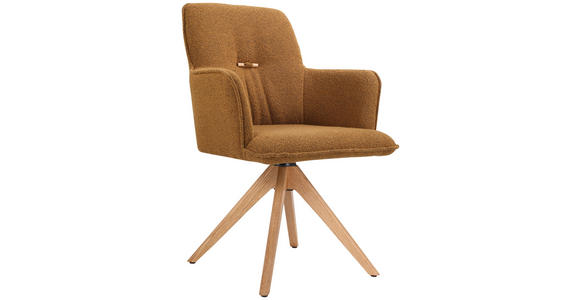 ARMLEHNSTUHL in Bouclé - Eichefarben/Gelb, Design, Holz/Textil (60,5/87/63,5cm) - Novel