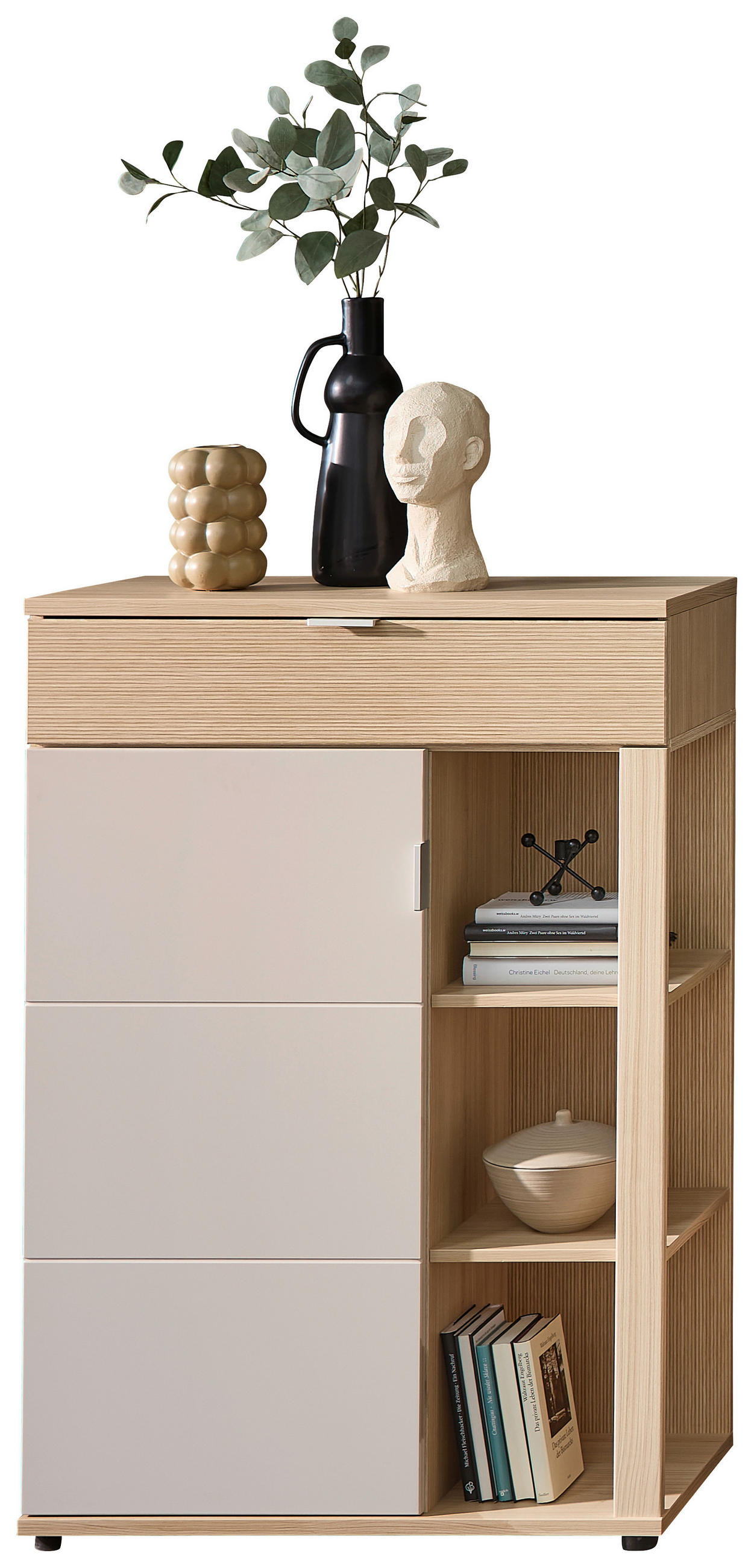 KOMÓD 80/119/38 cm - kasmírszínű/fekete, Basics, faalapú anyag/fém (80/119/38cm) - Stylife