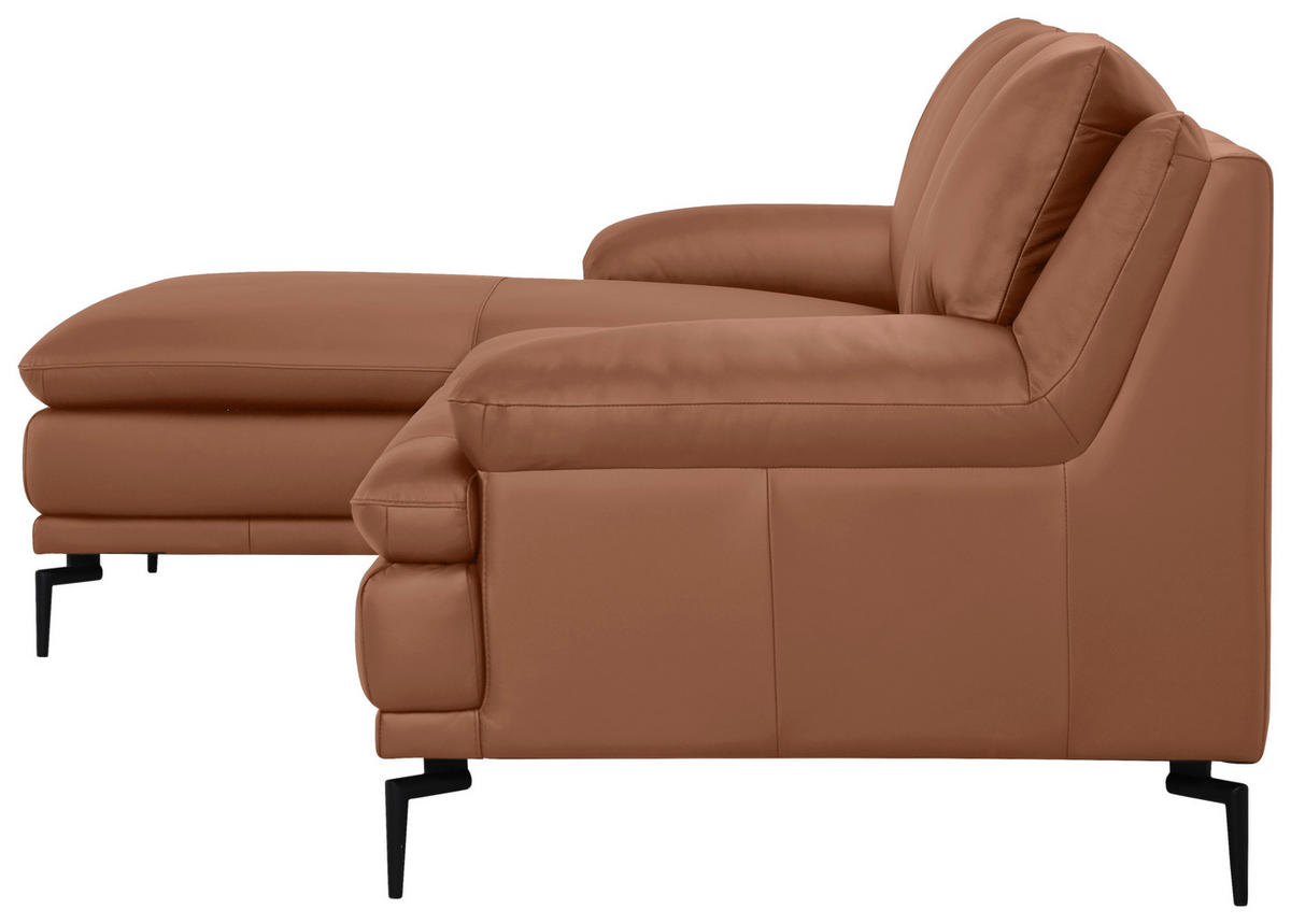ECKSOFA Cognac Echtleder  - Cognac/Schwarz, Design, Leder (158/248cm) - MID.YOU