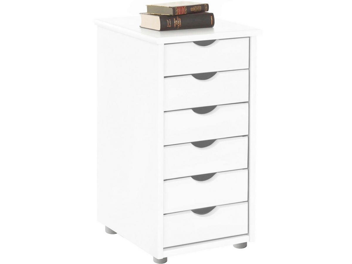 KOMMODE GENOVA, 34/66/39 cm, 6 Schublade(n)  - Silberfarben/Weiß, Design, Holz/Kunststoff (34/66/39cm) - Livetastic