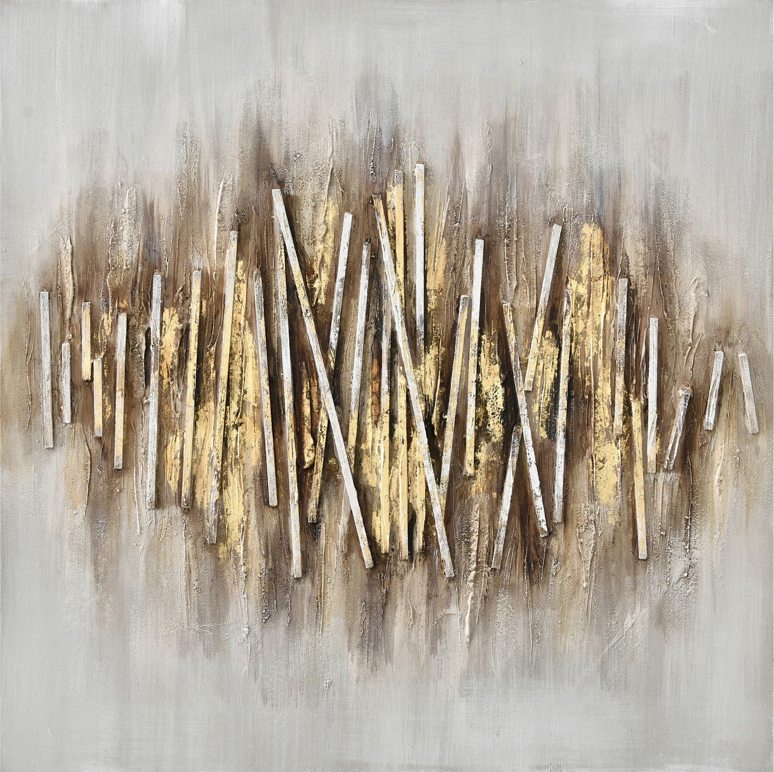 ÖLGEMÄLDE Abstraktes 85/85 cm  - Goldfarben/Braun, Design, Holz/Kunststoff (85/85cm) - Monee