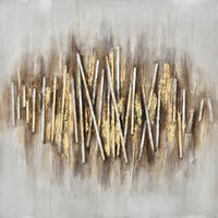 ÖLGEMÄLDE Abstraktes 85/85 cm  - Goldfarben/Braun, Design, Holz/Kunststoff (85/85cm) - Monee