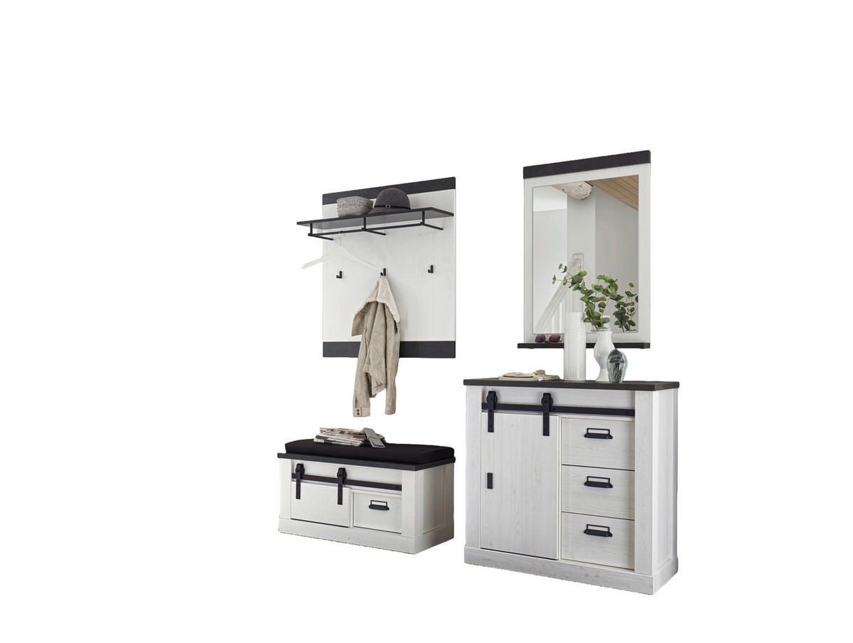 GARDEROBE 5-teilig  in 206/200/43 cm  - Anthrazit/Weiß, Design, Glas/Holzwerkstoff (206/200/43cm) - Modante
