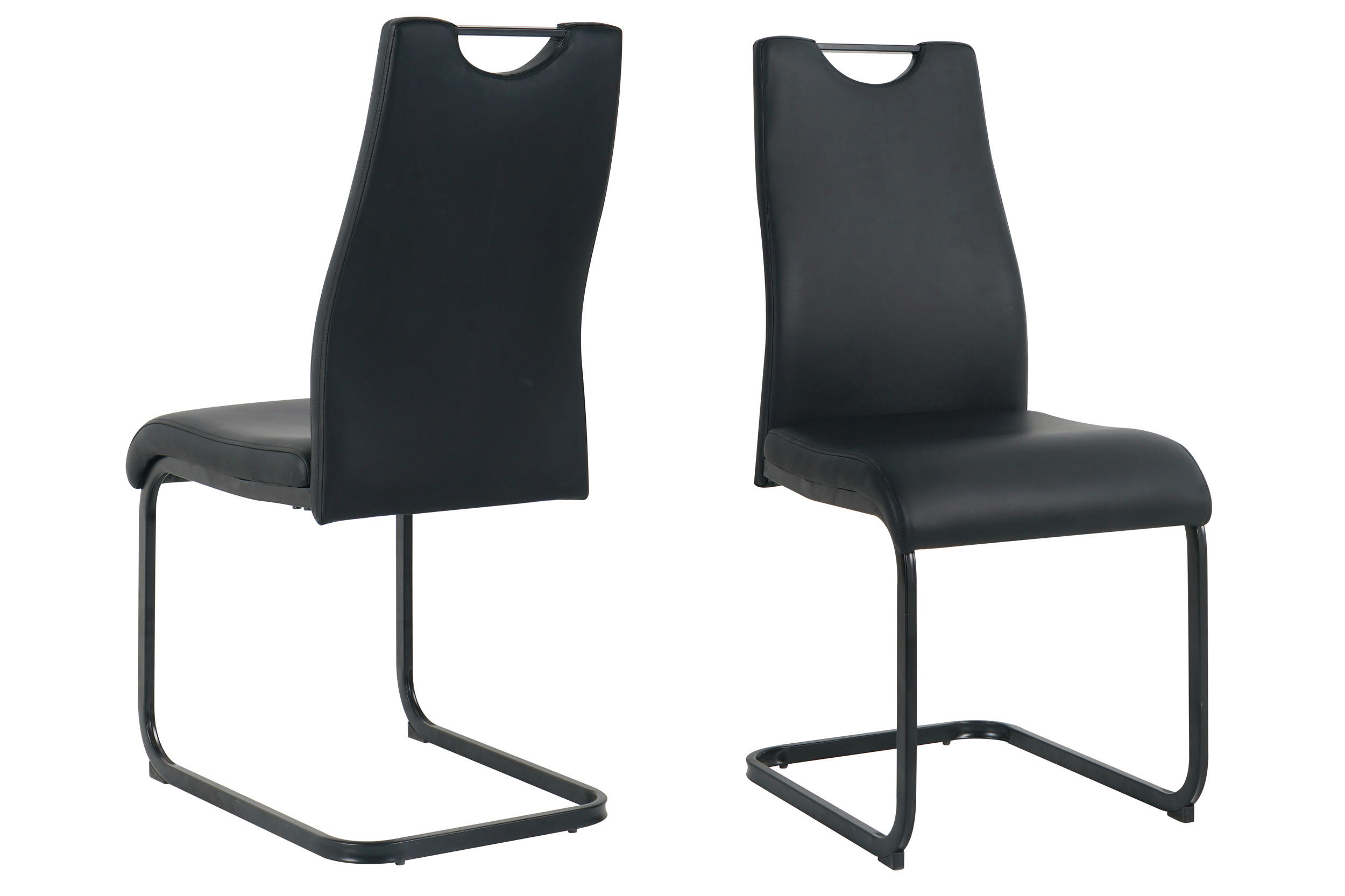 STUHL-SET 2 Stück  in Lederlook  - Schwarz, Design, Kunststoff/Textil (42/98/56cm) - Livetastic