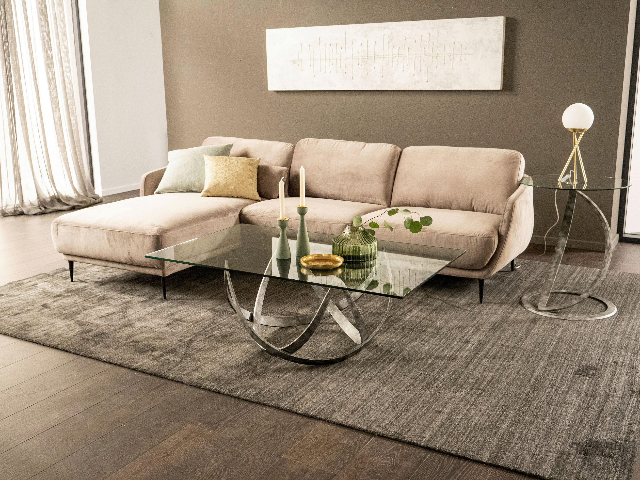 COUCHTISCH ESG, Klarglas 110/70/45 cm rechteckig Edelstahlfarben  - Edelstahlfarben, Design, Glas/Metall (110/70/45cm) - Novel