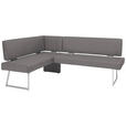 ECKBANK 137/231 cm  in Grau, Edelstahlfarben  - Edelstahlfarben/Grau, Design, Textil/Metall (137/231cm) - Dieter Knoll
