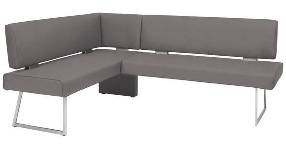 ECKBANK 137/231 cm  in Grau, Edelstahlfarben  - Edelstahlfarben/Grau, Design, Textil/Metall (137/231cm) - Dieter Knoll