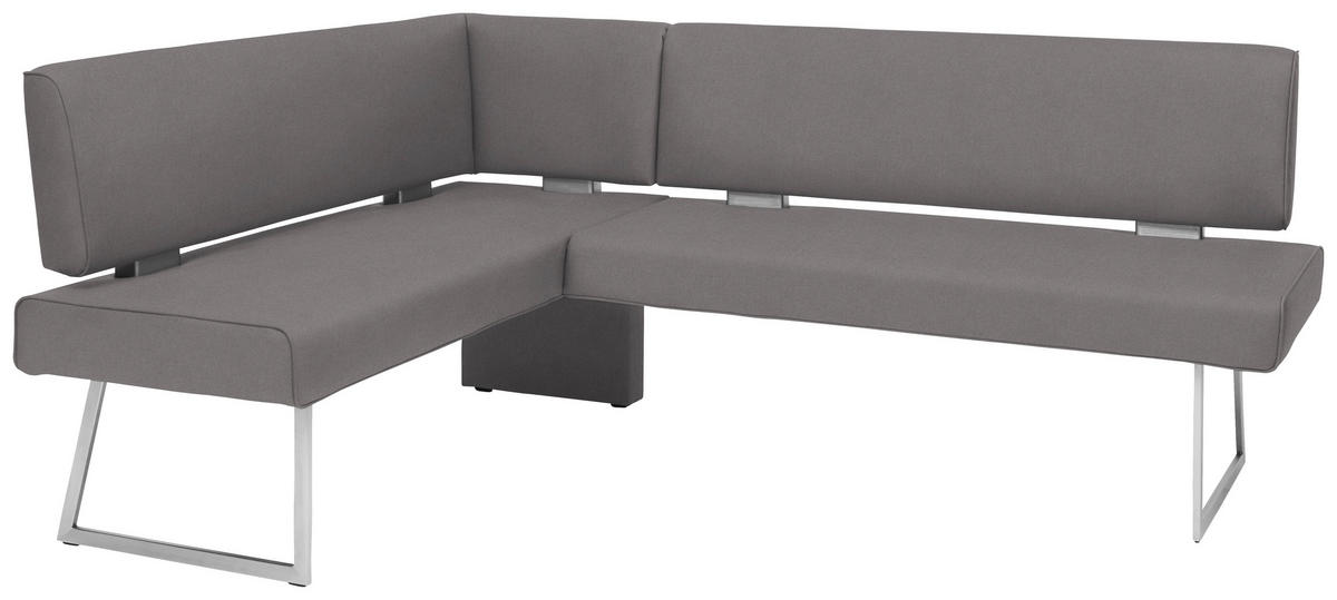 ECKBANK 137/196 cm  in Grau, Edelstahlfarben  - Edelstahlfarben/Grau, Design, Textil/Metall (137/196cm) - Dieter Knoll