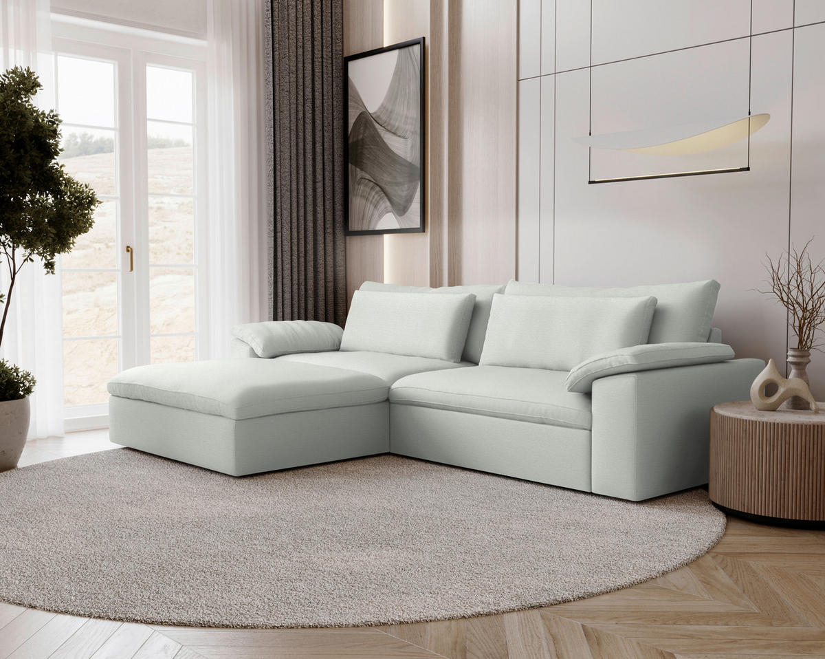 ECKSOFA  Webstoff Silberfarben  - Silberfarben/Schwarz, Modern, Kunststoff/Textil (198/306cm) - Carryhome