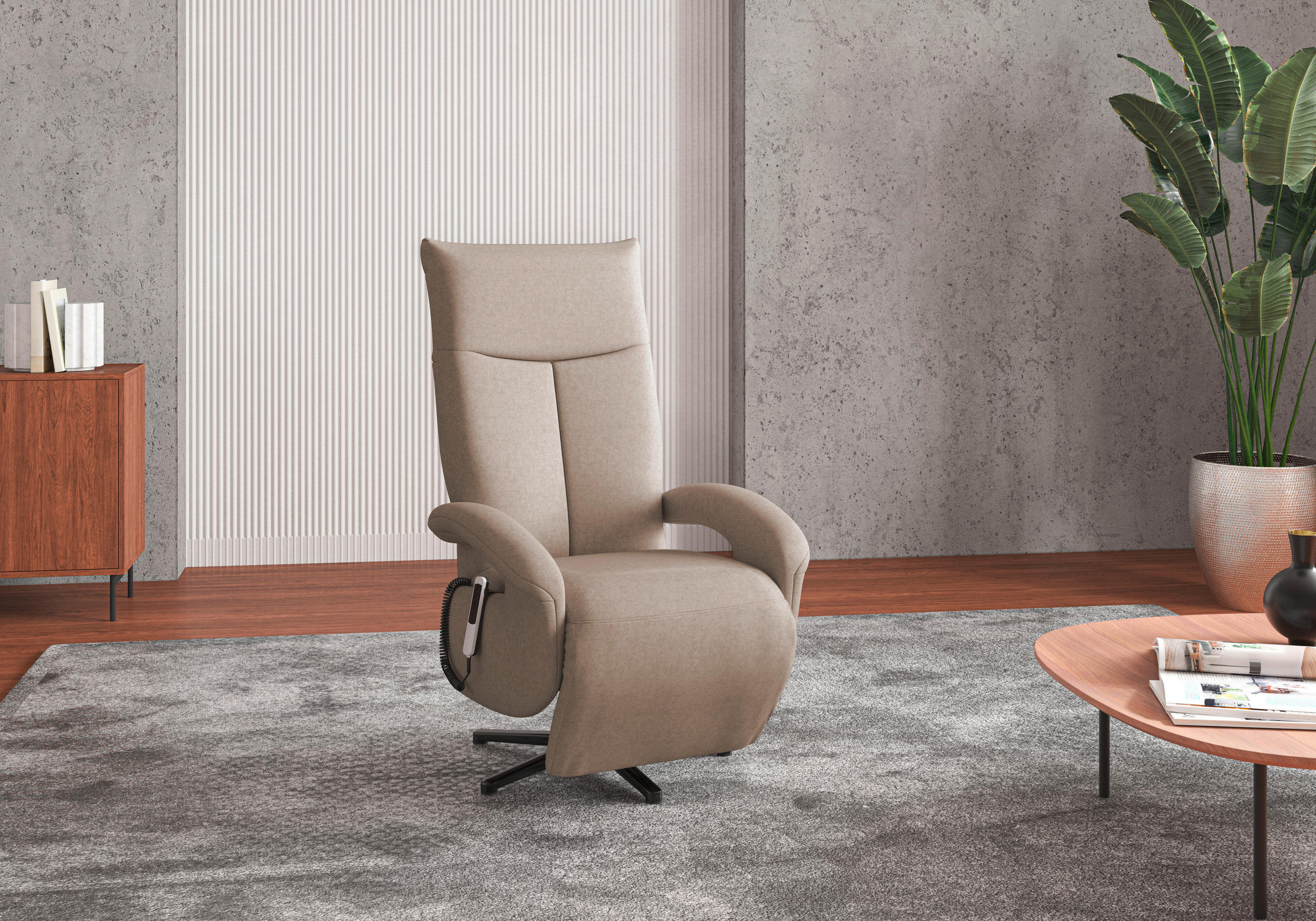 SESSEL in Flachgewebe Taupe  - Taupe/Schwarz, Konventionell, Textil/Metall (74/112/82cm) - Sit & More