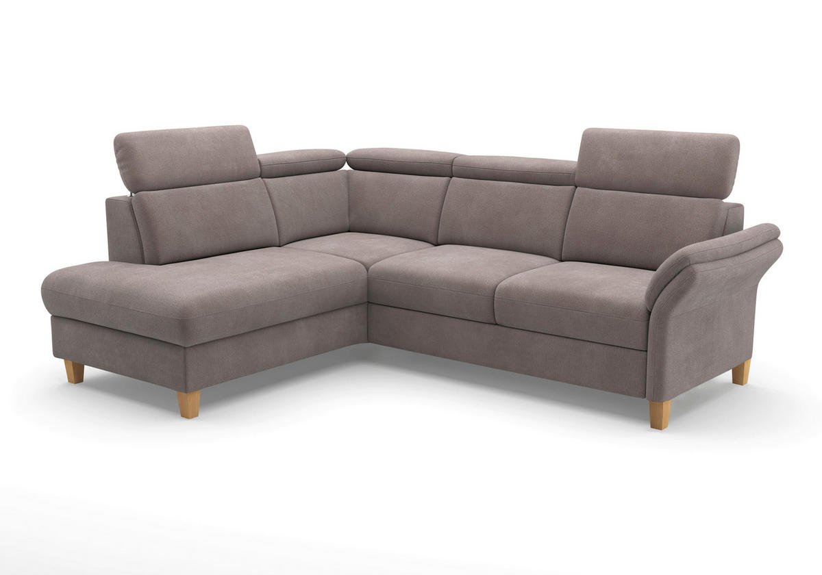 ECKSOFA GLENDALE E Taupe Flachgewebe  - Taupe/Eichefarben, KONVENTIONELL, Holz/Textil (193/247cm) - Sit & More