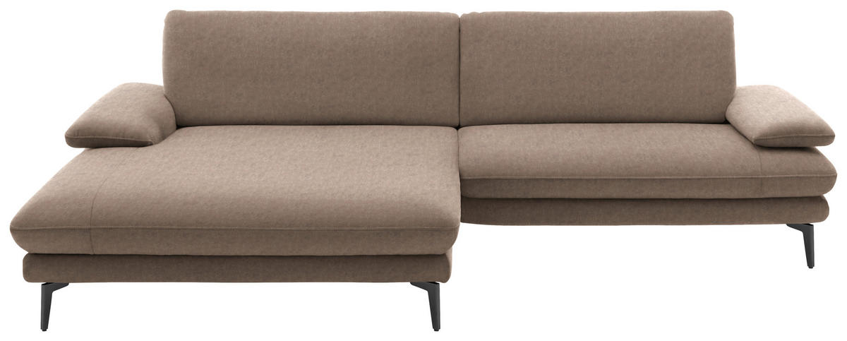 ECKSOFA in Velours Hellbraun  - Hellbraun/Schwarz, Design, Textil/Metall (184/284cm) - Dieter Knoll