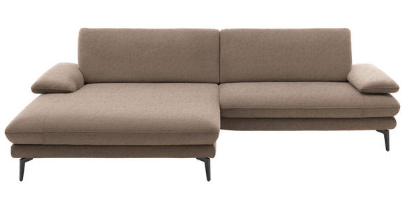 ECKSOFA in Velours Hellbraun 184/284 cm - Hellbraun/Schwarz, Design, Textil/Metall (184/284cm) - Dieter Knoll
