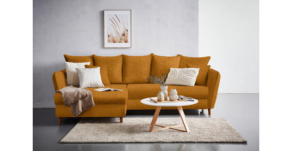 ECKSOFA in Bouclé Currygelb  - Currygelb/Eichefarben, KONVENTIONELL, Holz/Textil (284/162cm) - Carryhome