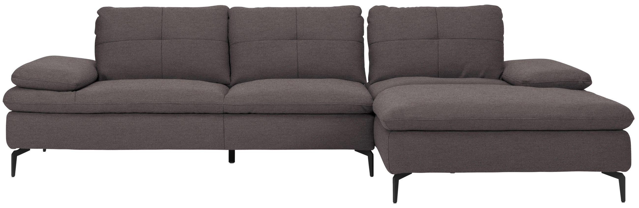ECKSOFA in Webstoff Graphitfarben  - Schwarz/Graphitfarben, Design, Textil/Metall (301/179cm) - Chilliano
