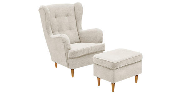OHRENSESSEL Webstoff Creme, Eiche Wotan - Eiche Wotan/Creme, Basics, Holz/Textil (78/102/98cm) - Carryhome