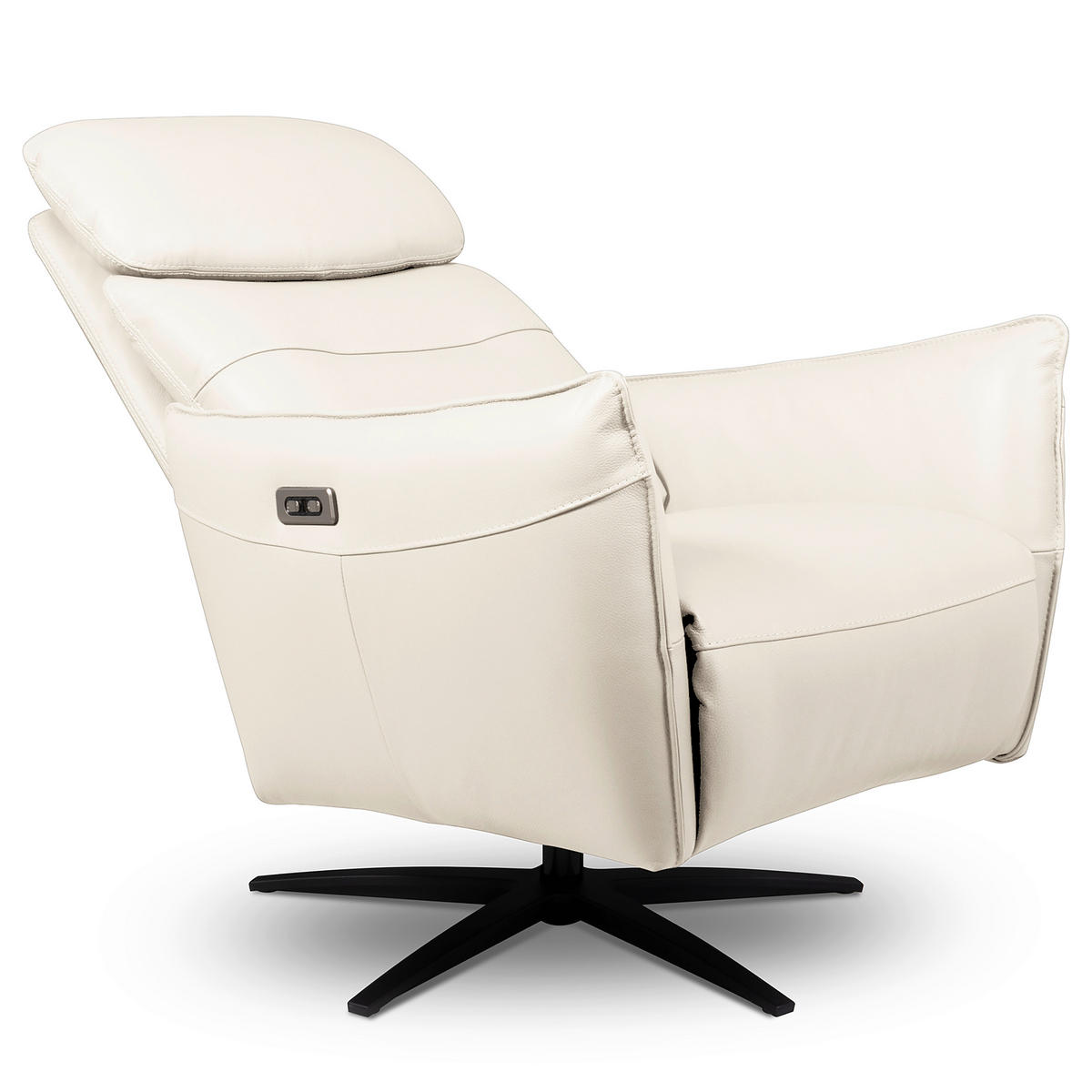 RELAXSESSEL in Leder Weiß  - Schwarz/Weiß, Design, Leder/Metall (77/107/88cm) - Livetastic