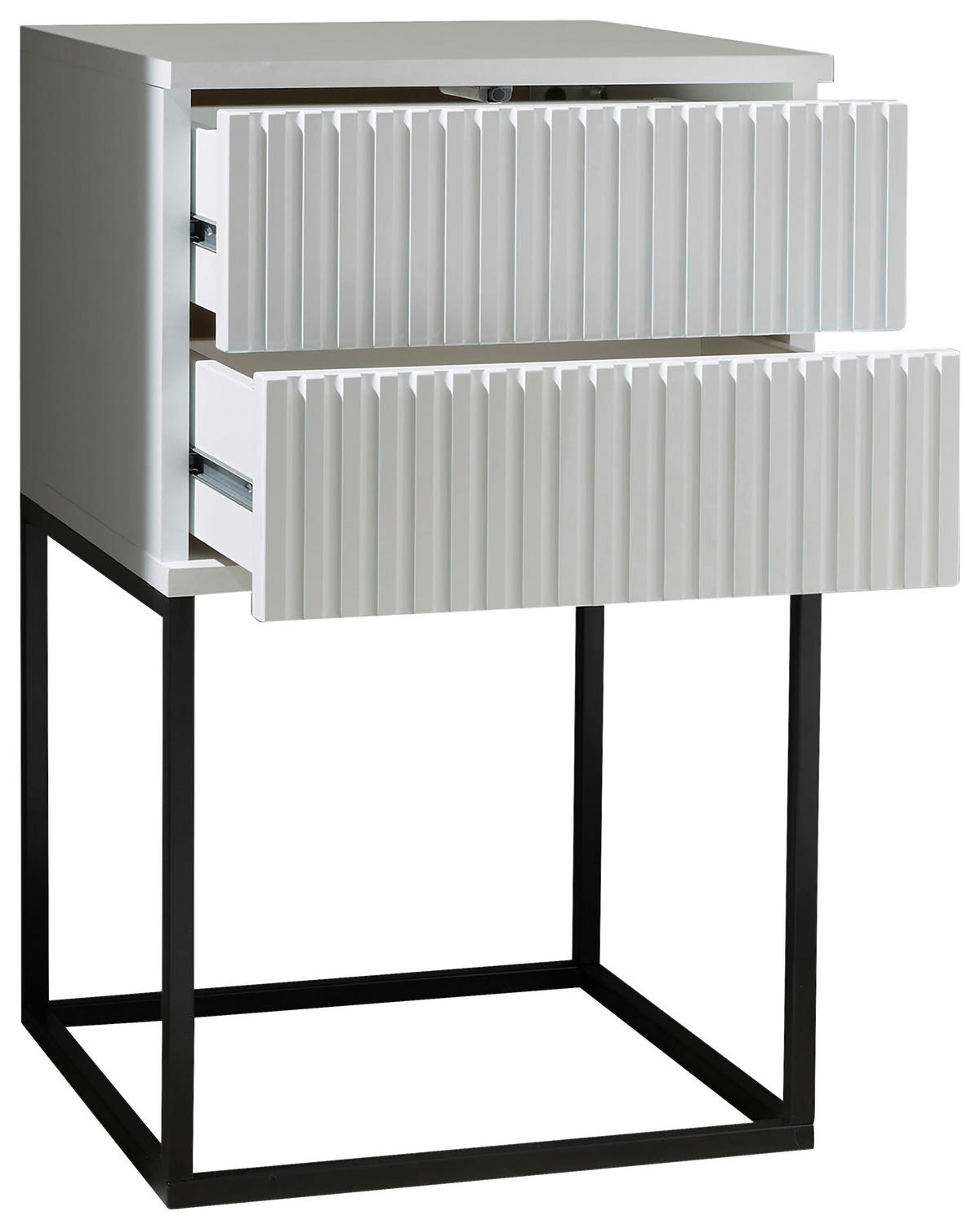 NOČNÝ STOLÍK, čierna, biela, 40/65/38,5 cm - čierna/biela, Modern, kov/kompozitné drevo (40/65/38,5cm) - Carryhome
