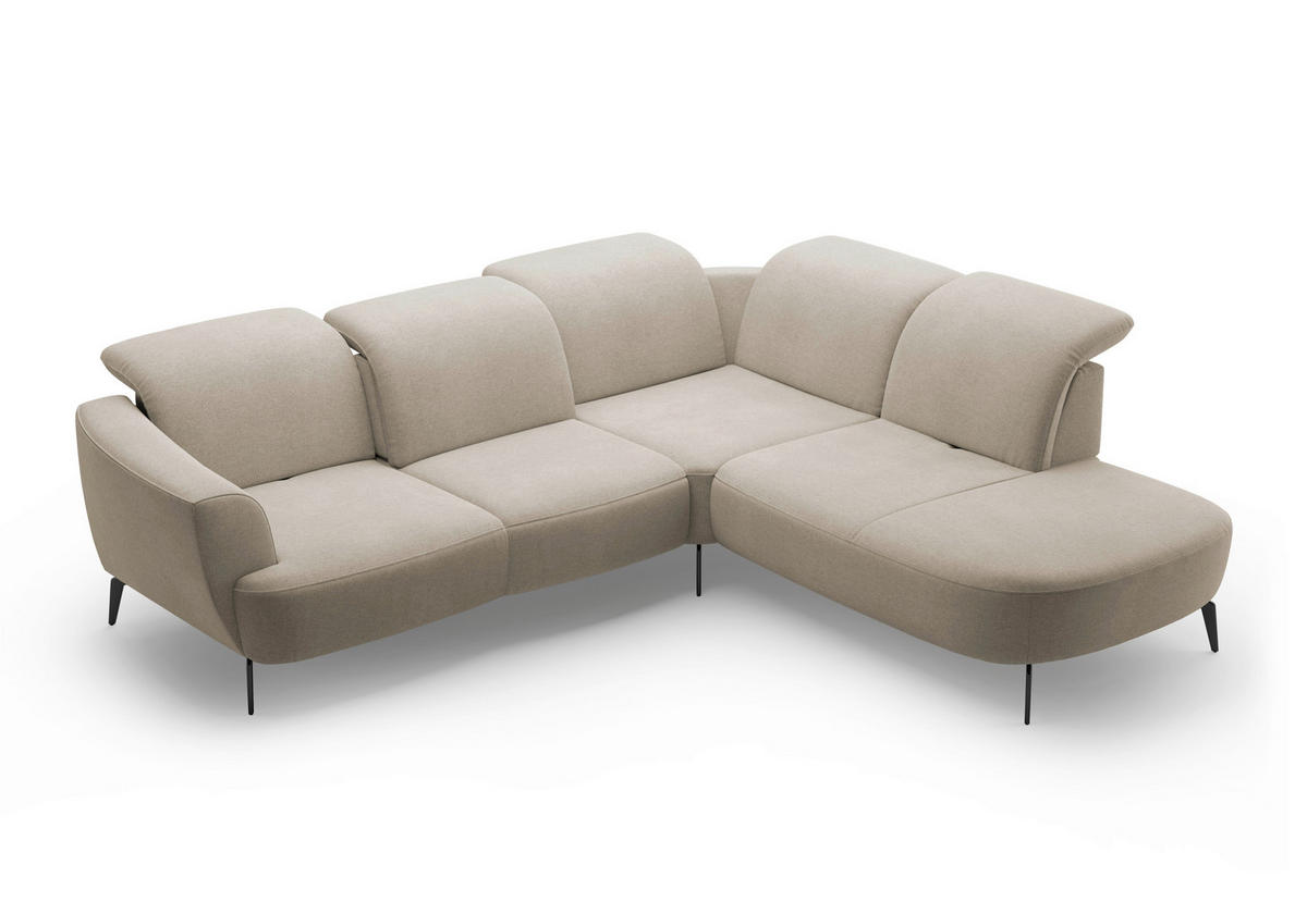 ECKSOFA in Mikrofaser Beige  300/267 cm  - Beige/Schwarz, KONVENTIONELL, Textil/Metall (300/267cm) - Sit & More