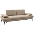 3-SITZER-SOFA Echtleder Beige  - Beige/Schwarz, Design, Leder/Metall (238/86/94cm) - Dieter Knoll