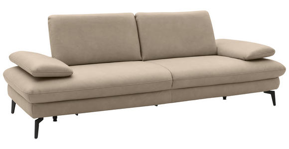 3-SITZER-SOFA Echtleder Beige  - Beige/Schwarz, Design, Leder/Metall (238/86/94cm) - Dieter Knoll