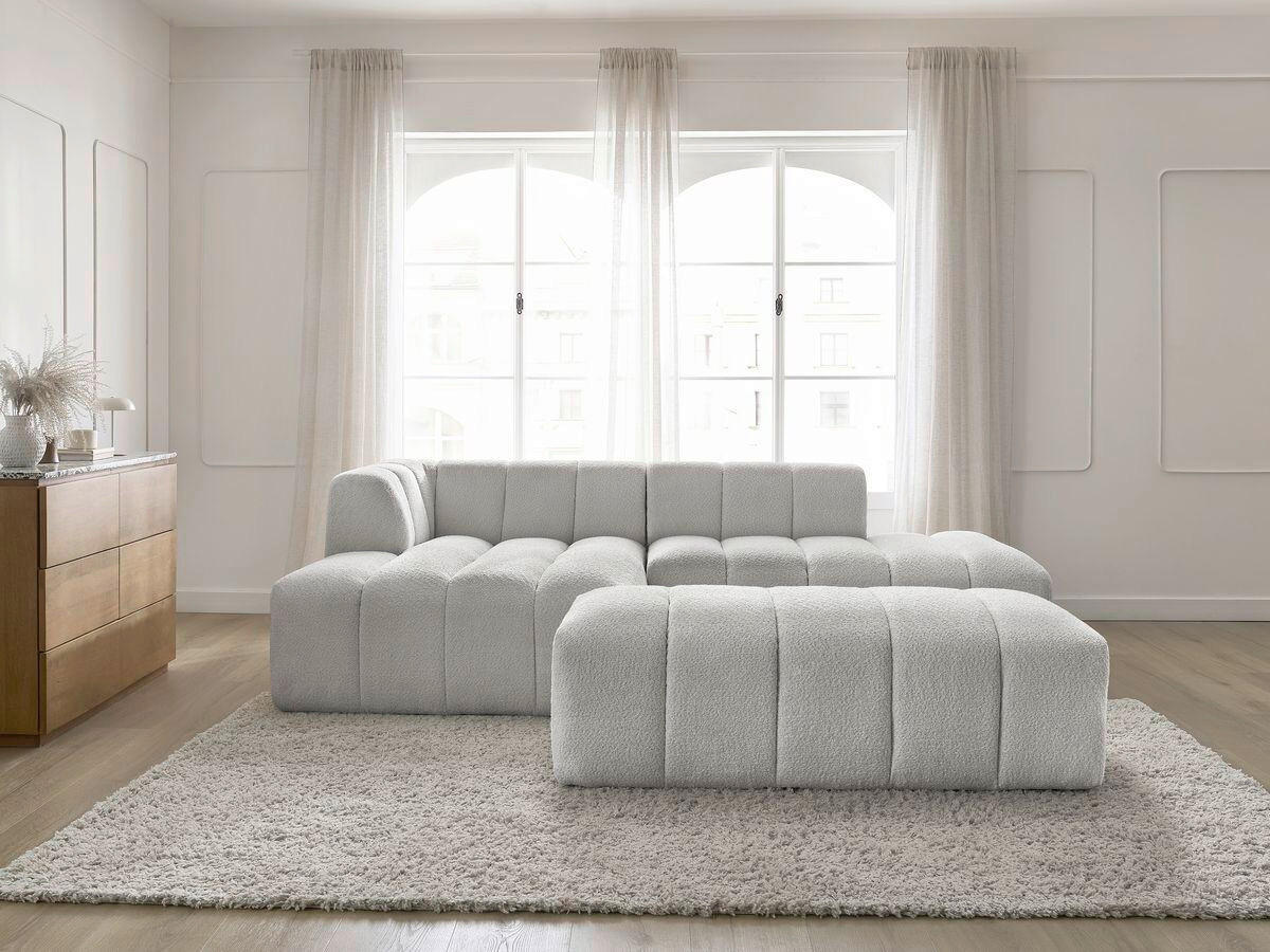 ECKSOFA  ANNECY Hellgrau Bouclé  - Hellgrau/Schwarz, MODERN, Kunststoff/Textil (170/262cm)