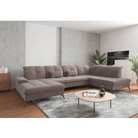 WOHNLANDSCHAFT Taupe Flachgewebe  - Taupe/Schwarz, KONVENTIONELL, Textil/Metall (185/357/231cm) - Sit & More