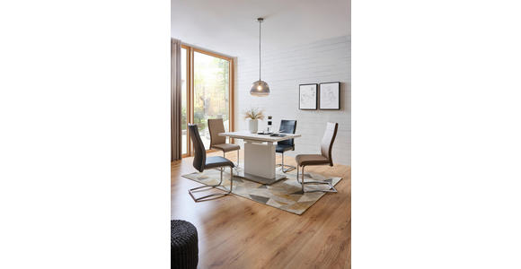 ESSTISCH in Metall, Holzwerkstoff 120-160/80/76 cm - Edelstahlfarben/Weiß, Design, Holzwerkstoff/Metall (120-160/80/76cm) - Carryhome
