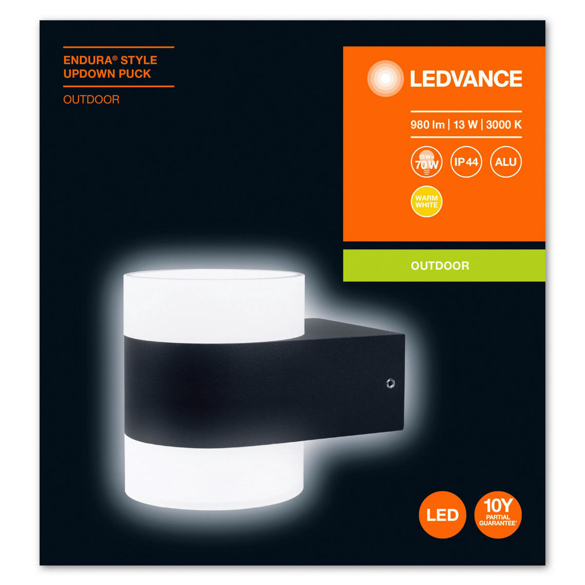 LED-WANDLEUCHTE Endura Style UpDown Puck 13,1/9,1/11 cm  - Dunkelgrau, Basics, Metall (13,1/9,1/11cm) - Ledvance