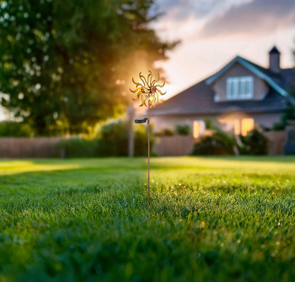 SOLARLEUCHTE  - Klar/Goldfarben, Design, Glas/Metall (22/12/92cm) - Globo