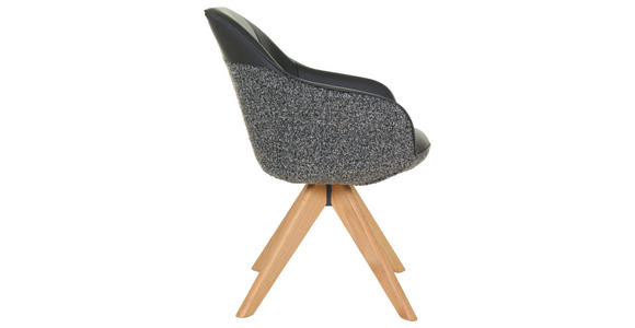 ARMLEHNSTUHL in Chenille, Lederlook - Eichefarben/Anthrazit, KONVENTIONELL, Holz/Textil (60/83/65cm) - Landscape