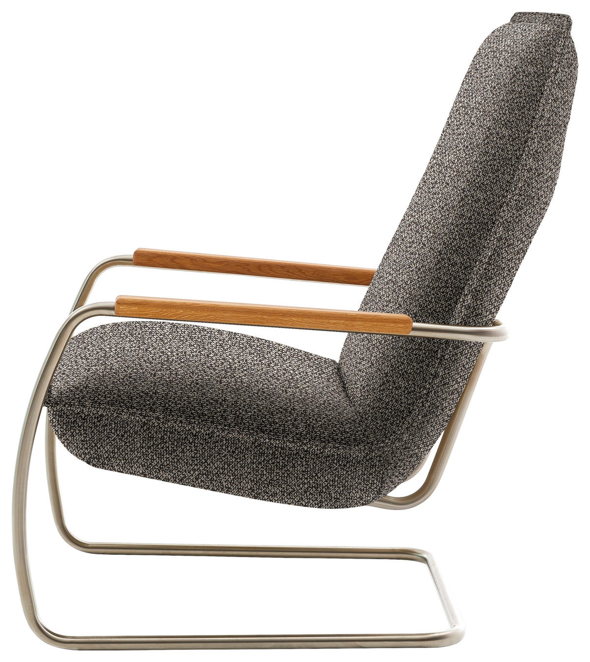 SESSEL in Flachgewebe Dunkelbraun  - Edelstahlfarben/Eichefarben, Design, Holz/Textil (76/105/87cm) - Koinor