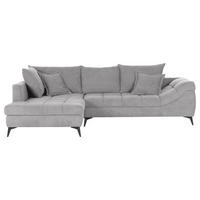 ECKSOFA in Flachgewebe Hellgrau  - Hellgrau/Schwarz, Design, Textil/Metall (224/307cm) - Stylife