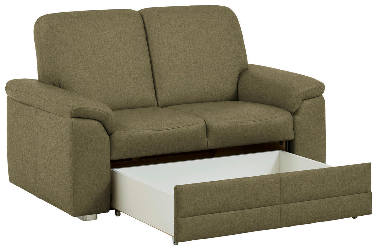 2-SITZER-SOFA Chenille Schilfgrün  - Schilfgrün/Alufarben, Konventionell, Textil/Metall (156/96/89cm) - Beldomo Comfort