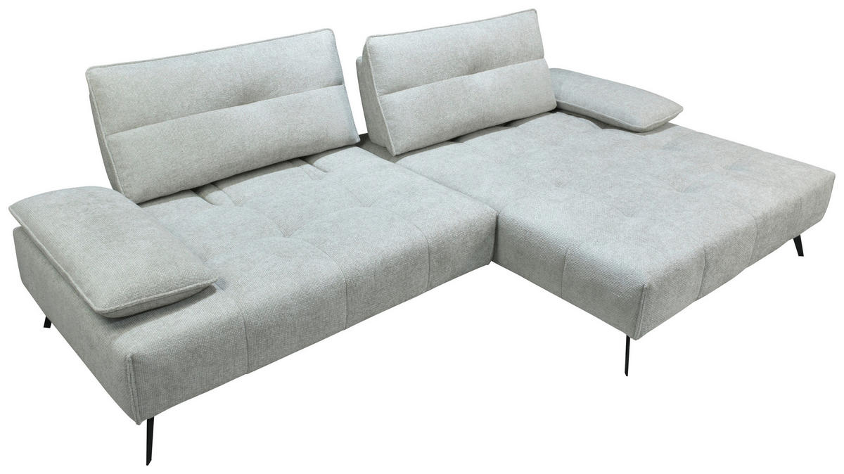 ECKSOFA Ottomane rechts  Greige Chenille  - Greige/Schwarz, Design, Textil/Metall (284/188cm) - Stylife